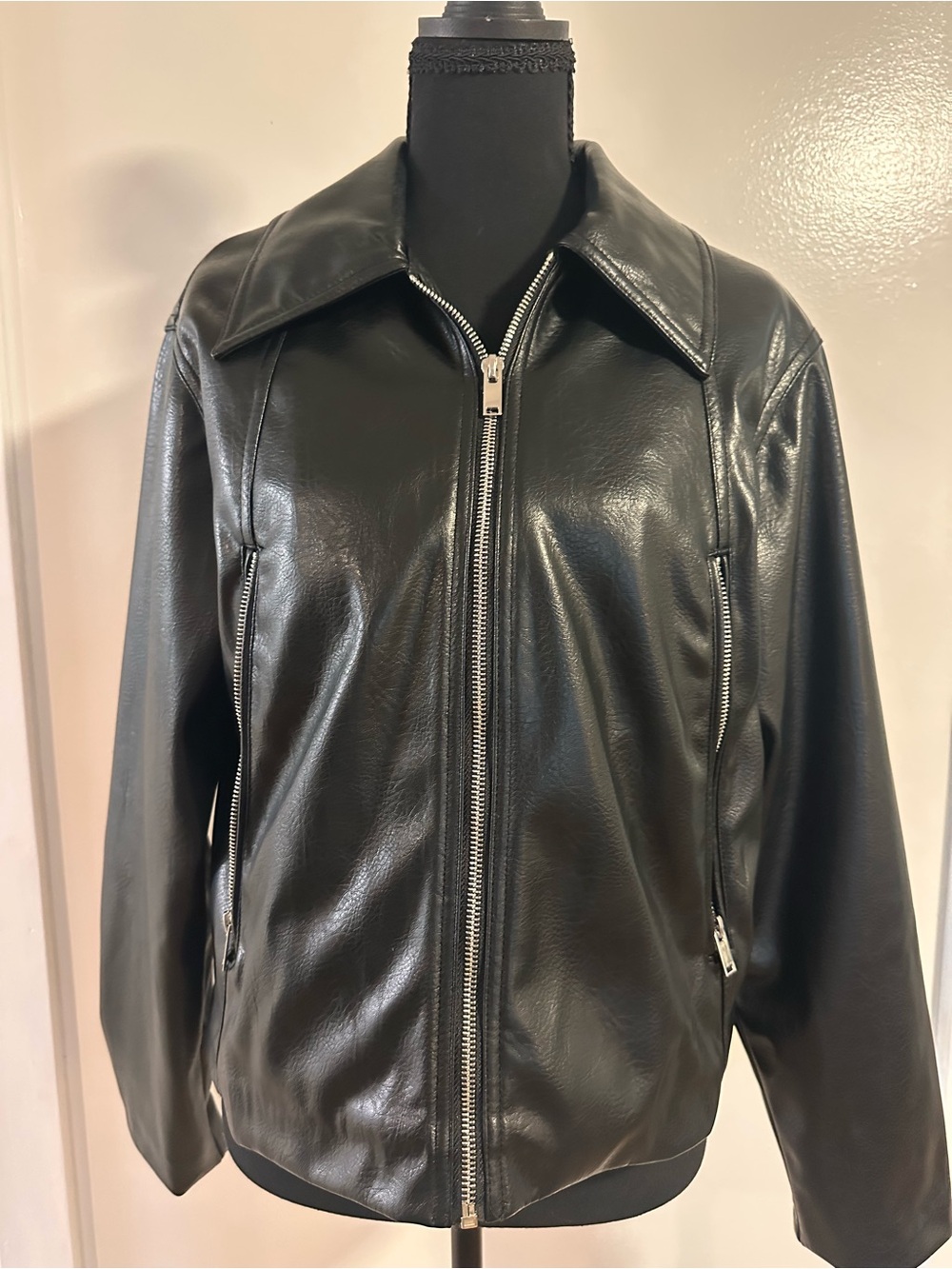 Zara Black Leather Zip Jacket